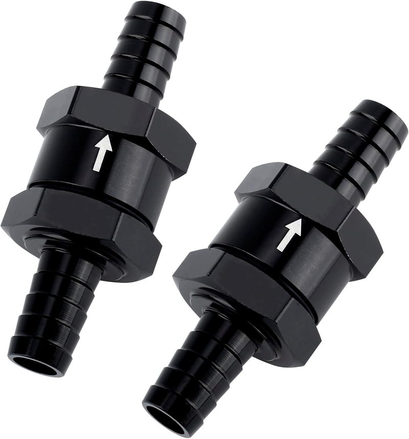 PLALEI 2 PCS 3/8" Fuel One-way Check Valve,Non Return Check Valve-Inline,Aluminium Alloy One Way Valves for Water,Petrol,Diesel,Oil,E85,Gas,Air and Other Liquid,Compatible with Most Car Models (3/8") - Image 1